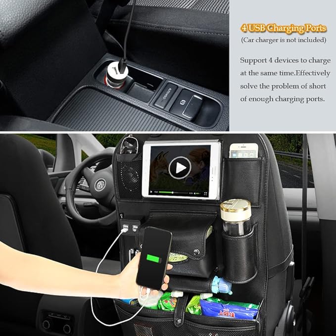 Car Backseat Organizer with Foldable Table Tray, Car Storage Organizer with - Image 3