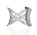 Sparkling Decorative Crystal Hair Clip for Fine, Thin, Sleek & Straight Hair - Double Comb for Easy Comfy Styles, Holds Snug, No Pressure, UpDo, Ponytail, French Twist, Bun (Crystal Medium)