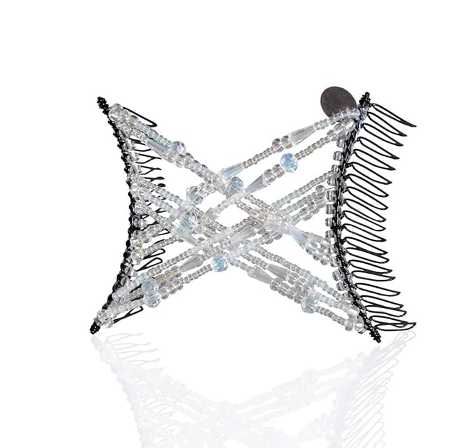 Sparkling Decorative Crystal Hair Clip for Fine, Thin, Sleek & Straight Hair - Double Comb for Easy Comfy Styles, Holds Snug, No Pressure, UpDo, Ponytail, French Twist, Bun (Crystal Medium)