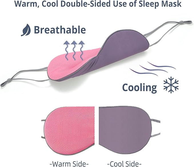 Sleeping Mask 2 Pack, Cool Double-Sided Use of Sleep Mask, Super Soft Blindfold - Image 2
