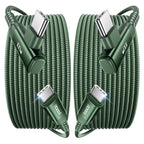 USB C Cable 6.6ft 2Pack (6.6+6.6FT / Green)