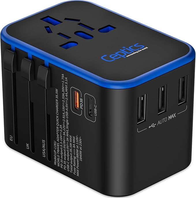 Ceptics Universal Travel Adapter, 35W International Power Adapter by Ceptics