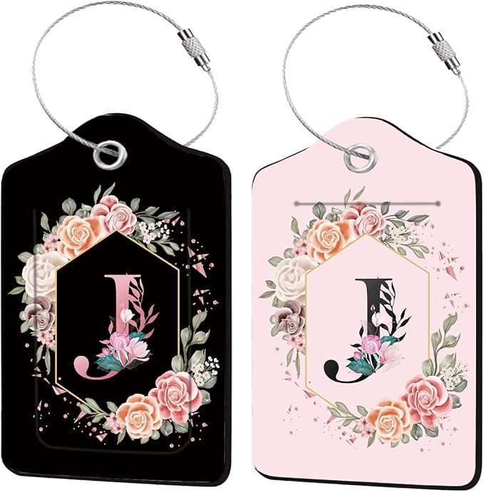 2Pcs Letter J Luggage Tag for Women, Name ID Labels by Unknown