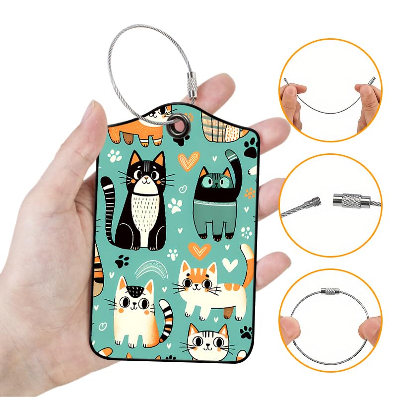 Luggage Tags for Suitcases (Cute Cat Print)