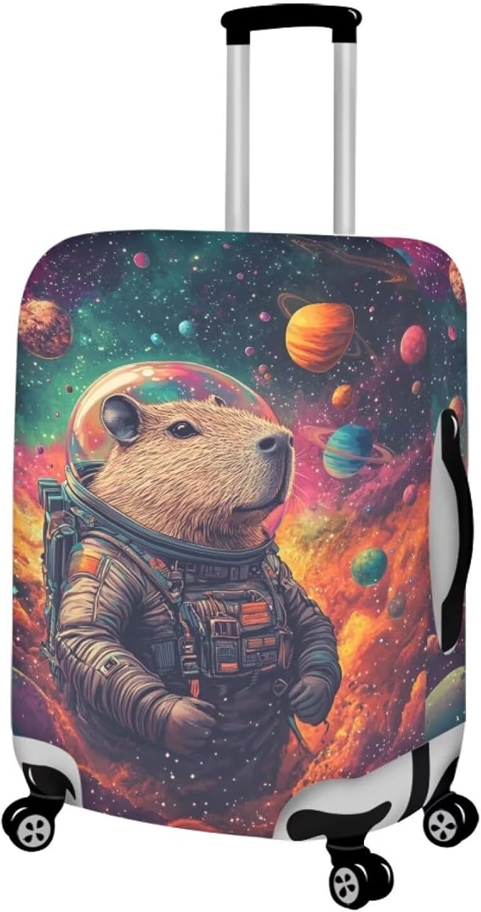 Cute Capybara Suitcase Cover Fit 22-25 Inch Anti-Scratch Washable Spandex - Image 2
