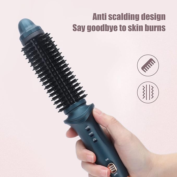 Ejoyous 2 in 1 Curling Brush, Dual Purpose Curling Brush, Anti Scalding Design, Green, Small