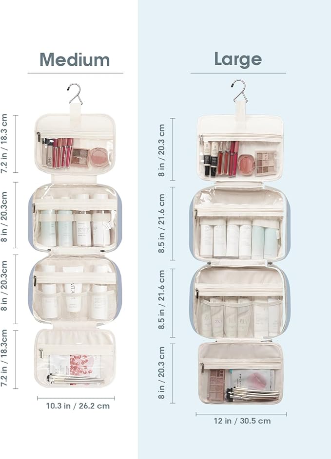 Travel Toiletry Bag for Women Large Hanging Makeup Bag Organizer Toiletries Bag - Image 3
