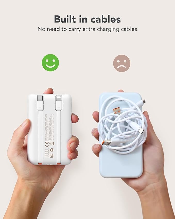 Mini Portable Charger with Built-in Cables 22.5W Fast Charging Power Bank USB-C - Image 4