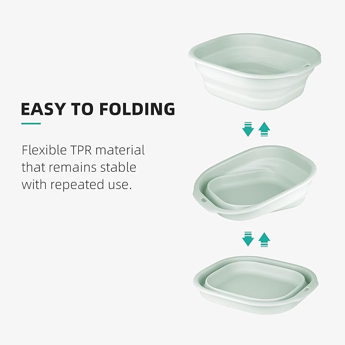 2 Pack Collapsible Wash Basin Set, Foldable Dish Tub, Small Medium Portable Sink - Image 6