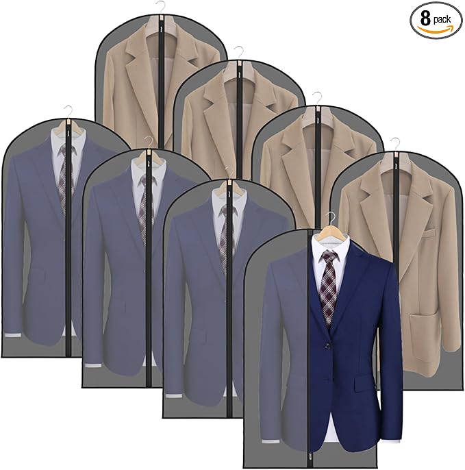 Zilink Clear Suit Bags for Closet Storage and Travel 43" Hanging Suit Covers by Zilink