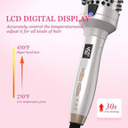 K&K Thermal Brush Heated Round Brush - Blowout Look Volumizer with 1.7 inch Heated Round for Hair Styler Tool Hair Straightener and Curler 2 in 1 Dual Voltage Temperture Contronal (Silver, 1.7 Inch)