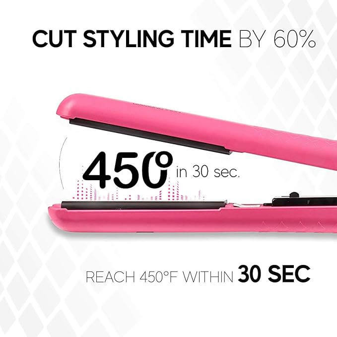 Brilliance New York - 1.25 Inch Diamond Ceramic Flat Iron - Frizz-Free and Anti-Static Ionic Plates - Dual Voltage Flat Iron for Travel