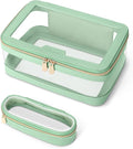 Travel Clear Makeup Bag with Makeup Brush Bag, Leather Makeup Case Toiletry Bag by Soimeat