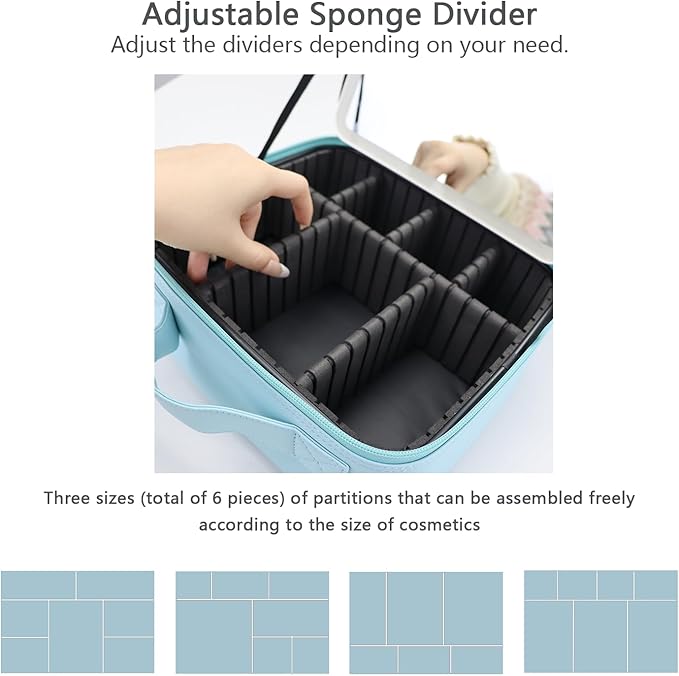 Makeup Bag with Led Mirror, Travel Makeup Organizer with 3 Color Setting & 10X - Image 3