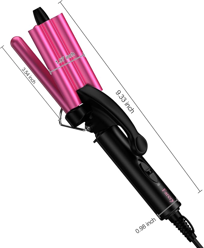 FARERY Mini Waver Curling Iron, 1/2 Inch, Hair Crimper for Women Beach Waves, Keratin & Argan Oil Infused, Dual Voltage, Pouch Bag