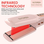 Fashion Pink Infrared 2 Inch Hair Straightener,2 Inch Wide Professional Ceramic Tourmaline Flat Iron with Big Temp Display,140F-450F Degree,Dual Voltage