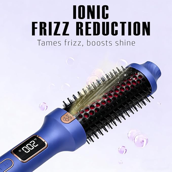 Infrared Thermal Brush, 38mm 3 in 1 Heated Round Curling Brush, Negative Ionic Lightweight Heated Hot Brush, Dual Voltage US Plug, Hair Straightener Curler Comb for Volumizing Curls and Smooth Hair
