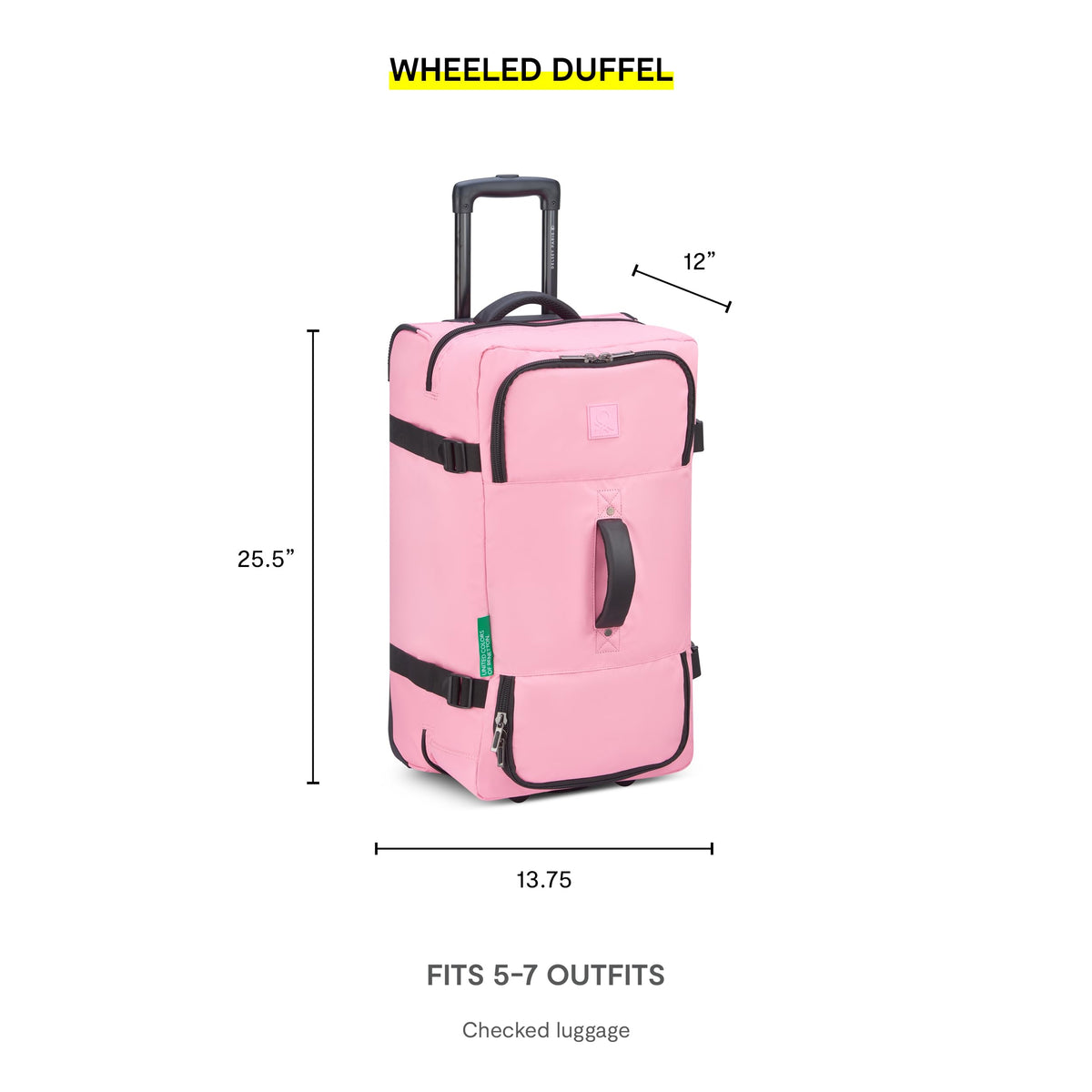 Now! Two Wheeled Rolling Duffle Bag (Checked Luggage 24 Inch / Light Blue)