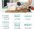 Zip Top Reusable Food Storage Bags | 2 Bag Set | Silicone Meal Prep Container | - Image 4