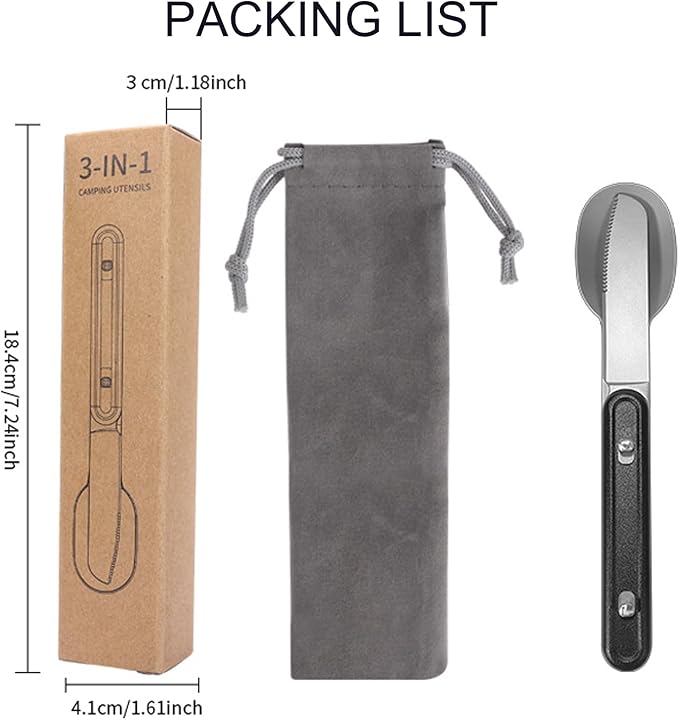 3-in-1 Camping Utensils, Portable Stainless Steel Spoon, Fork and Knife Combo - Image 7