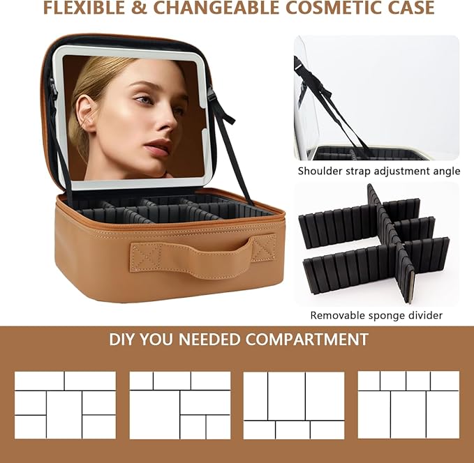 Travel Makeup Bag for Makeup Artists Large Makeup Case, - Image 3
