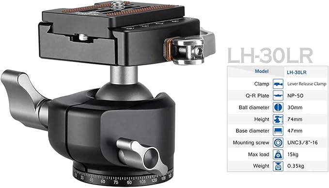 Leofoto Professional Camera Tripod, 4 Leg Sections, 360° Ball Head, Max Load - Image 2