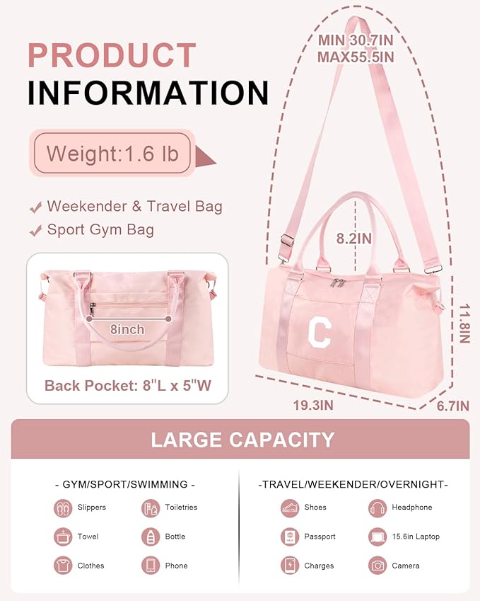 Initial Travel Duffel Bag Sports Gym Bag - Image 2