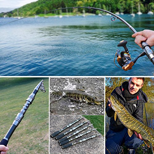 Telescopic Fishing Rod Carbon Fiber Travel Portable Spinning Fishing Pole for Boat Saltwater and Freshwater Fishing (7.87 ft / C-only Fishing Rod)