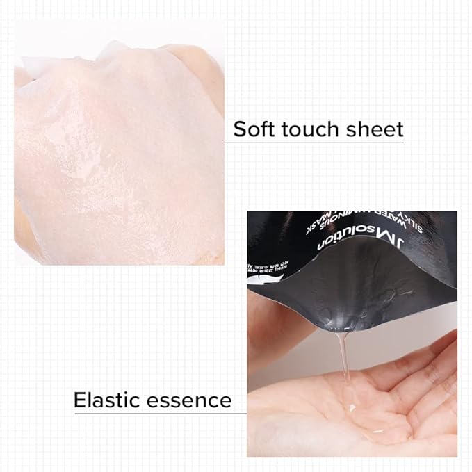 JMsolution Water Luminuous Silky Cocoon Black Mask - Korean Skincare Facial Mask - Silkworm extract amino acid -Nutrition and Moisturization Synergy - 10 sheets for a sensitive skin