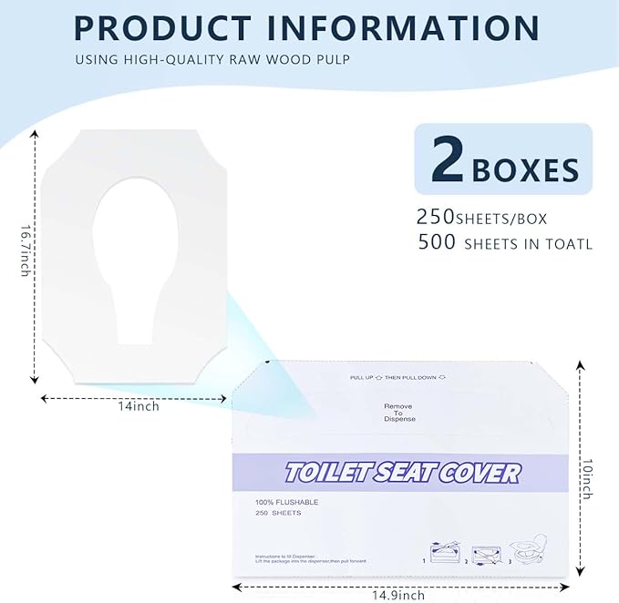 2 Pack Disposable Toilet Seat Covers Flushable Paper Toilet Seat Cover - Image 2
