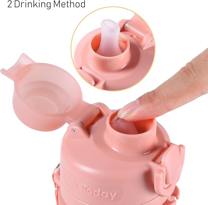 TakeToday Collapsible Water Bottles 20oz, Leak Proof, Foldable Silicone Travel - Image 7