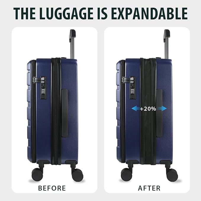 KROSER Carry On Luggage with Spinner Wheels & Built-in TSA Lock, Expandable Top - Image 5