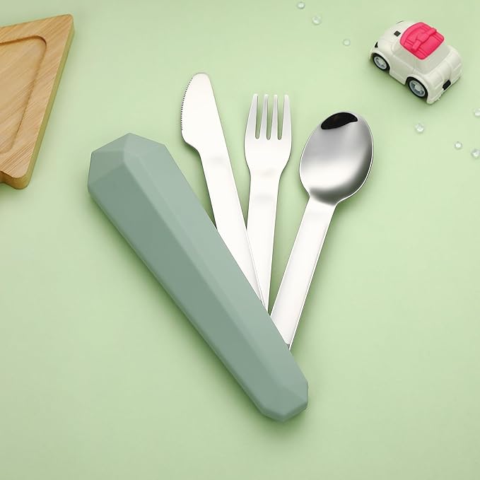 DEVICO Travel Utensils with Case, Reusable Camping Silverware Cutlery, 18/8 - Image 4