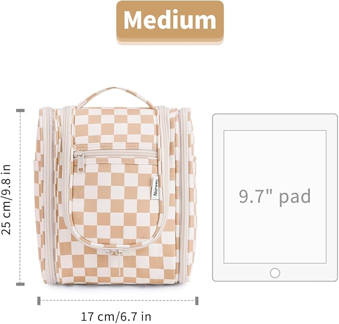 Narwey Small Checkered Hanging Travel Toiletry Bag - Image 8