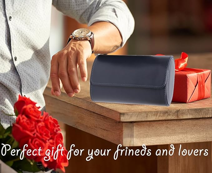 Watch Travel Case, Luxury Leather Watch Roll 2 Slot Organizer Box, Jewelry - Image 7