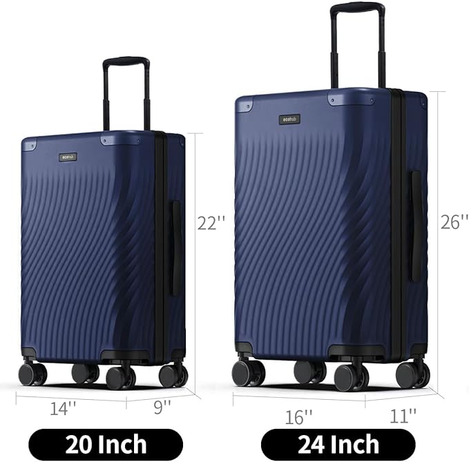 ECOHUB Hardside Expandable Carry On Luggage Sets, Recycled PC 20/24" Rolling - Image 7