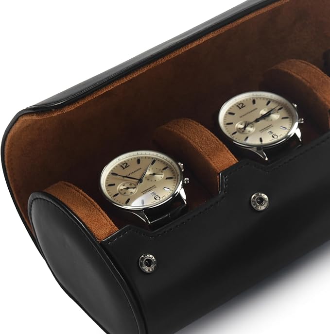 Oirlv Premium Leather Watch Roll Travel Case 3-Slot Watch Box - Image 6