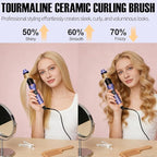 Infrared Thermal Brush, 38mm 3 in 1 Heated Round Curling Brush, Negative Ionic Lightweight Heated Hot Brush, Dual Voltage US Plug, Hair Straightener Curler Comb for Volumizing Curls and Smooth Hair