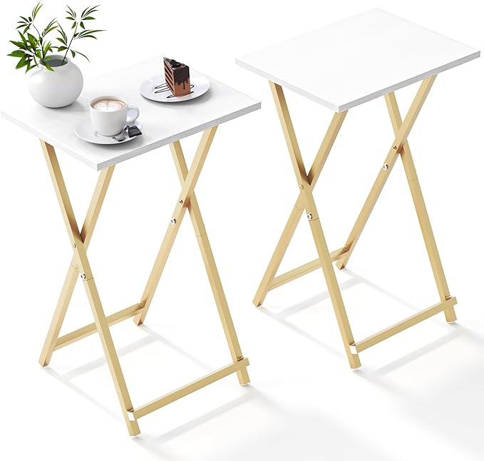 Foldable TV Trays, Small Folding Table, TV Trays Set of 2, TV Dinner Tray by Acovy