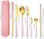 AARAINBOW 6 Pieces Stainless Steel Flatware Set Portable Reusable Cutlery Set - Image 2