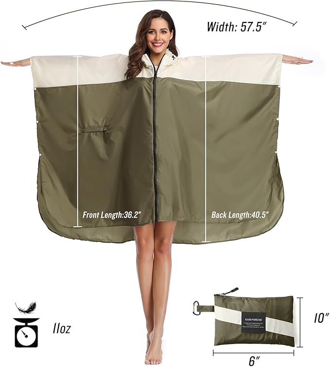 SaphiRose Unisex Rain Poncho Hooded Waterproof Raincoat - Image 6