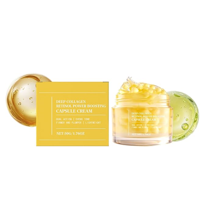 Capsule Cream, Deep Collagen Retinol Power Boosting Cream, Anti-Aging, Firms, Evens Skin Tone, Hydrate Skin, Lightweight Daily, 1.76 Oz
