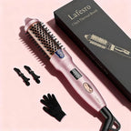 Thermal Brush, MINI & Tiny 1 Inch Ionic Curling Brush for Shiny Hair, Tourmaline Ceramic Ionic Curling Iron Brush for Short to Medium Hair, Adjustable Temperature, Dual Voltage, Compact-Size