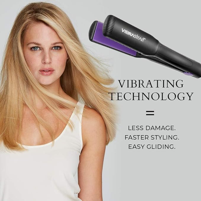 Essential Vibrating Ceramic Tourmaline Ionic Flat Iron, 1.5-inch - Fast, Frizz-Free Ceramic Hair Straightener with Easy, Gentle Glide for Waves, Curls, Smooth Hair