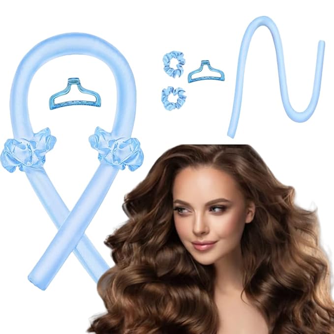 GADZHI Heatless Curling Headband Hair Roller Set for Long Hair No Heat Silk Hair Wrap Curler Ribbon for Overnight Sleep Hair Roller with Hair Claw Clip DIY Hair Styling Tools (2 set - purple+blue)