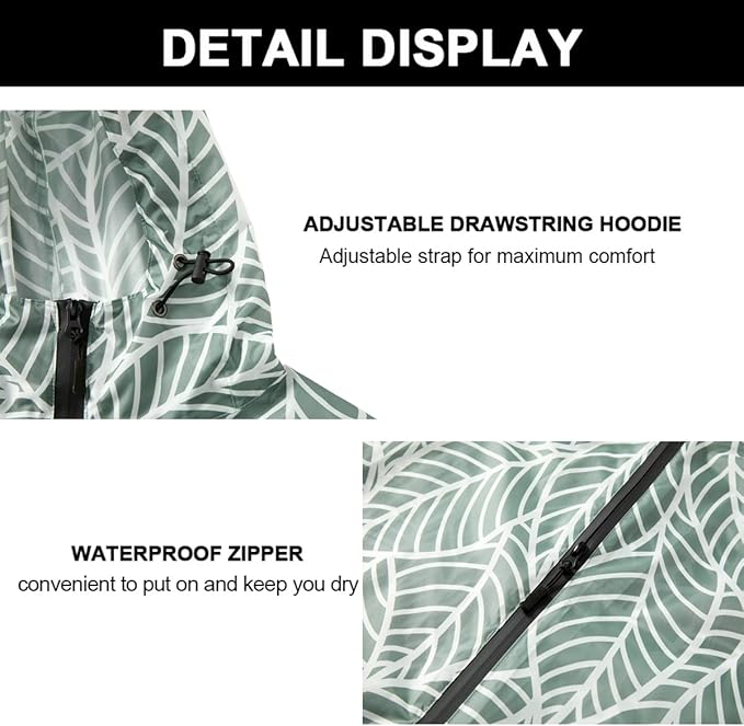 Rain Poncho Jacket Coat Hooded Zipper Style - Image 5