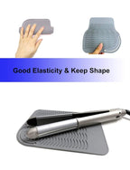 Heat Resistant Mat for Curling Iron, Flat Irons and Hair Straightener Hair Styling Tools 9" x 6.5", Food Grade Silicone, Grey