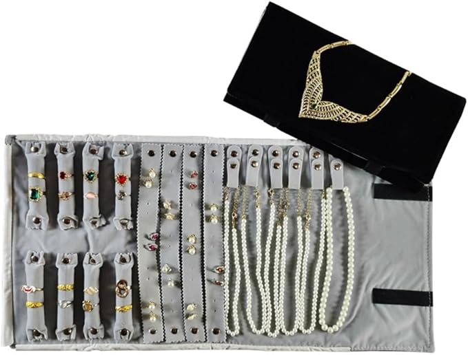 Velvet Travel Jewelry Case Roll Bag Organizer - Image 6
