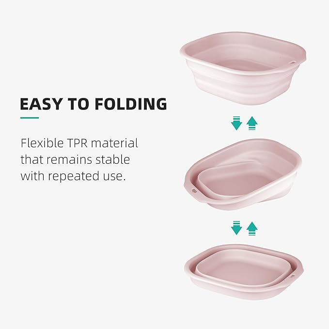 2 Pack Collapsible Wash Basin Set, Foldable Dish Tub, Small Medium Portable Sink - Image 6