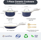 Pots and Pans Set, 7 Piece Nonstick Ceramic Cookware Set, Kitchen Induction - Image 2
